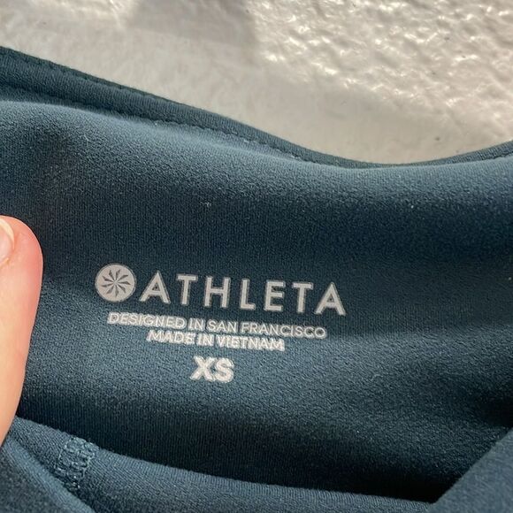 Athleta Colorblock Salutation 7/8 Length Mesh Tights in Abyss Green Size XS - Picture 5 of 10